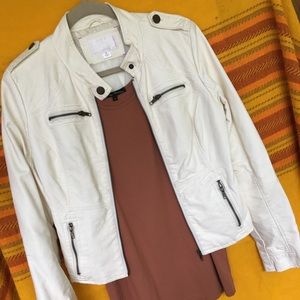Faux Off-White Leather Jacket~ Great Condition